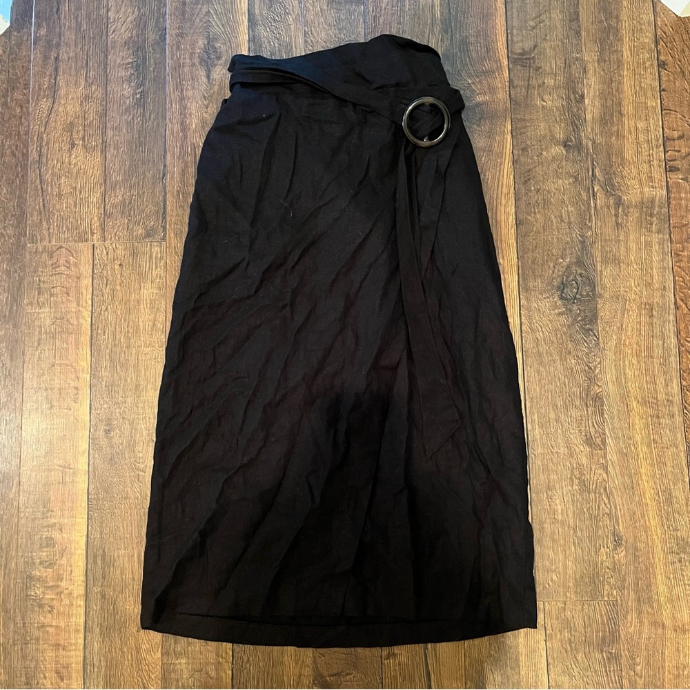 Linen Cotton On Black Wrap skirt Size S